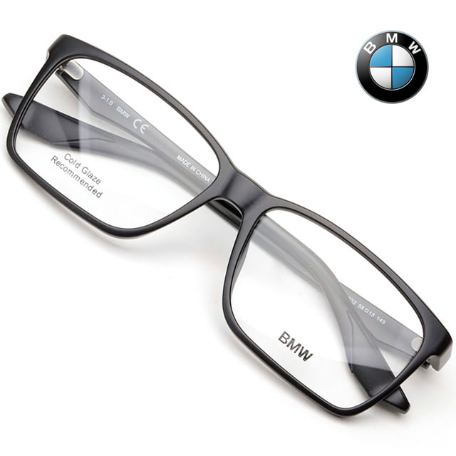BMW 명품 안경테 BW5005 002 오버사이즈 가벼운 사각 뿔테 남자안경 로고장식